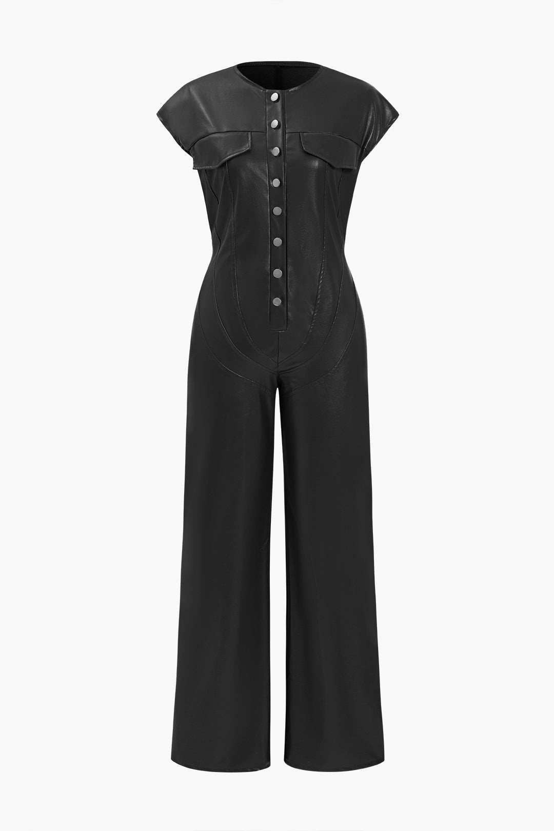 Fleur – Slim-fit design – Leather jumpsuit-Apparel & Accessories > Clothing > One-Piece Suits > Leather Jumpsuits-Cíelo Fióra Atelier