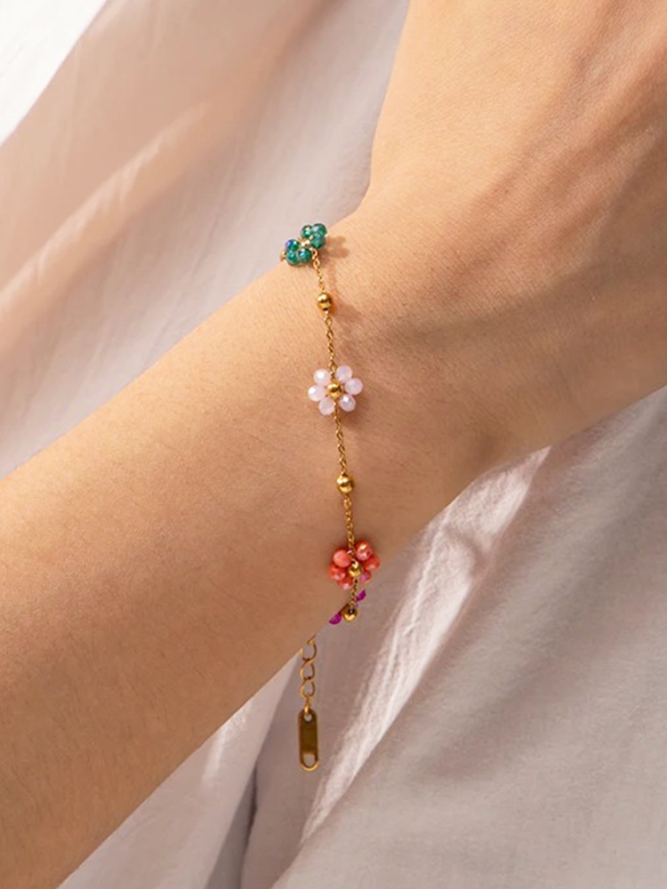 Florella – Handcrafted floral beads – Charm bracelet-Apparel & Accessories > Jewelry > Bracelets > Charm Bracelets-Cíelo Fióra Atelier