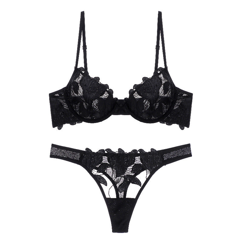 Florisse – Mesh flower embroidered – Lingerie set-Apparel & Accessories > Clothing > Underwear & Socks > Lingerie > Embroidered Lingerie Sets-Cíelo Fióra Atelier