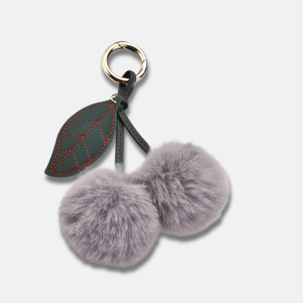 Fluffy Cherry – Playful fuzzy cherry design – Bag charm-Apparel & Accessories > Handbags, Wallets & Cases > Handbag Accessories > Charms-Cíelo Fióra Atelier