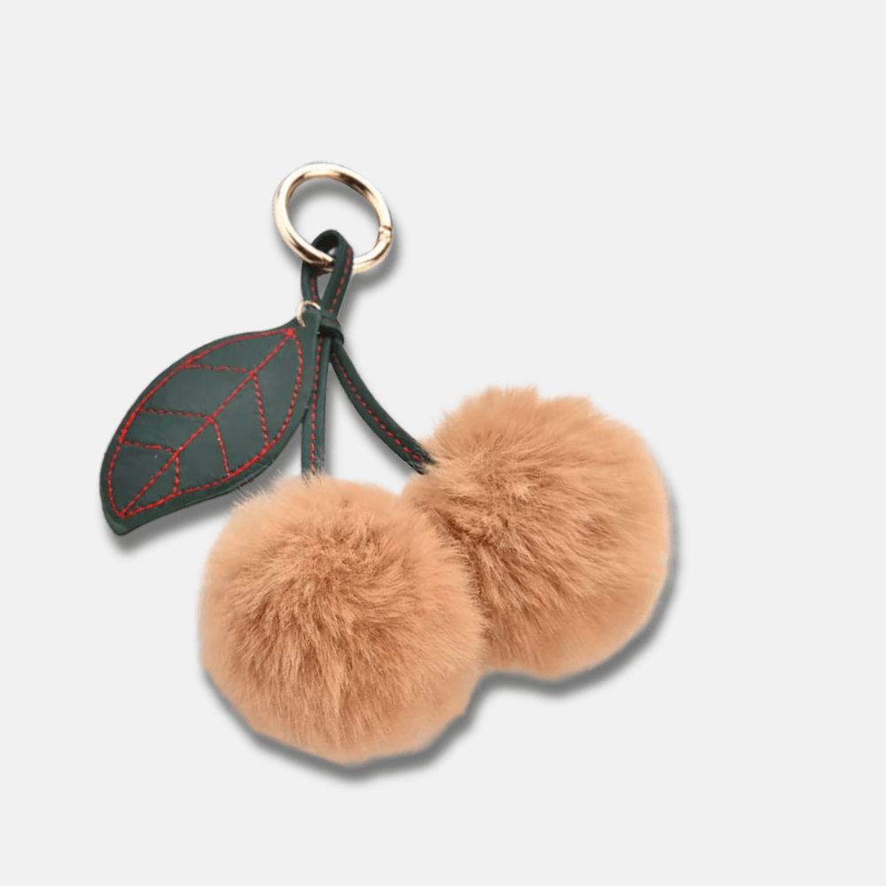 Fluffy Cherry – Playful fuzzy cherry design – Bag charm-Apparel & Accessories > Handbags, Wallets & Cases > Handbag Accessories > Charms-Cíelo Fióra Atelier