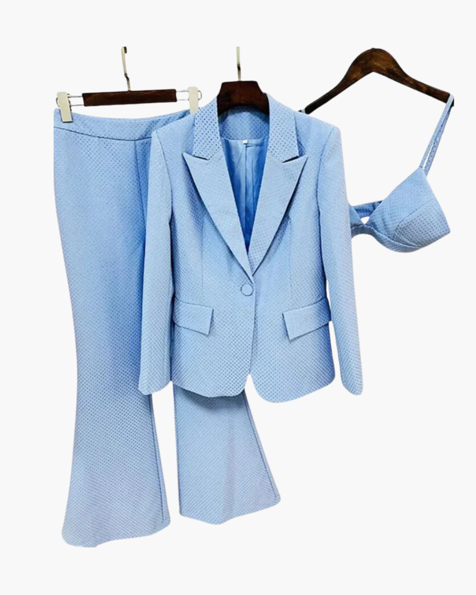 Gabriella – High-waist flare pants – Three-piece suit-Apparel & Accessories > Clothing > Suits & Sets > Formal Suits-Cíelo Fióra Atelier