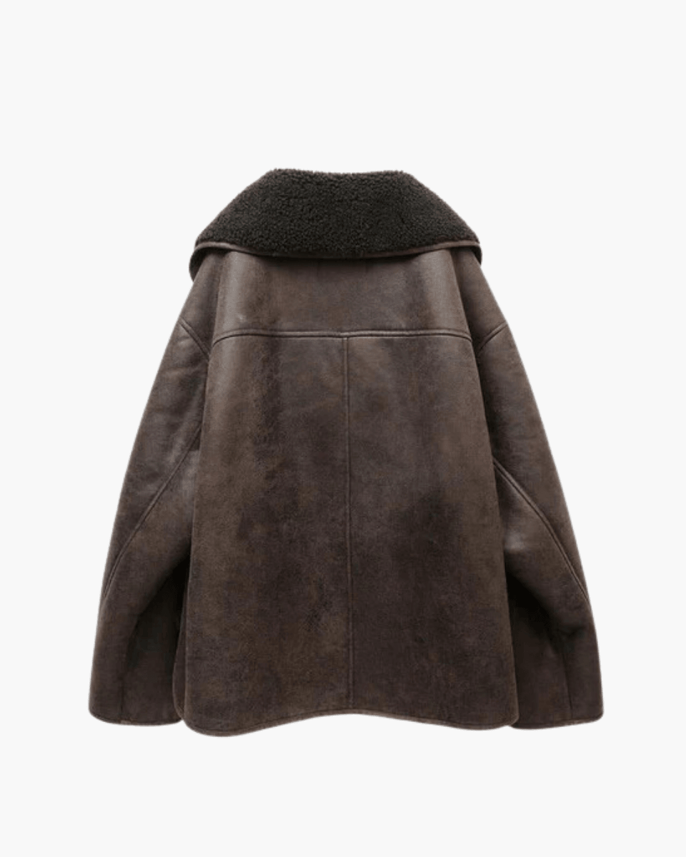 Ginevra – Classic button details – Faux leather jacket-Apparel & Accessories > Clothing > Outerwear > Jackets > Faux Leather Jackets-Cíelo Fióra Atelier