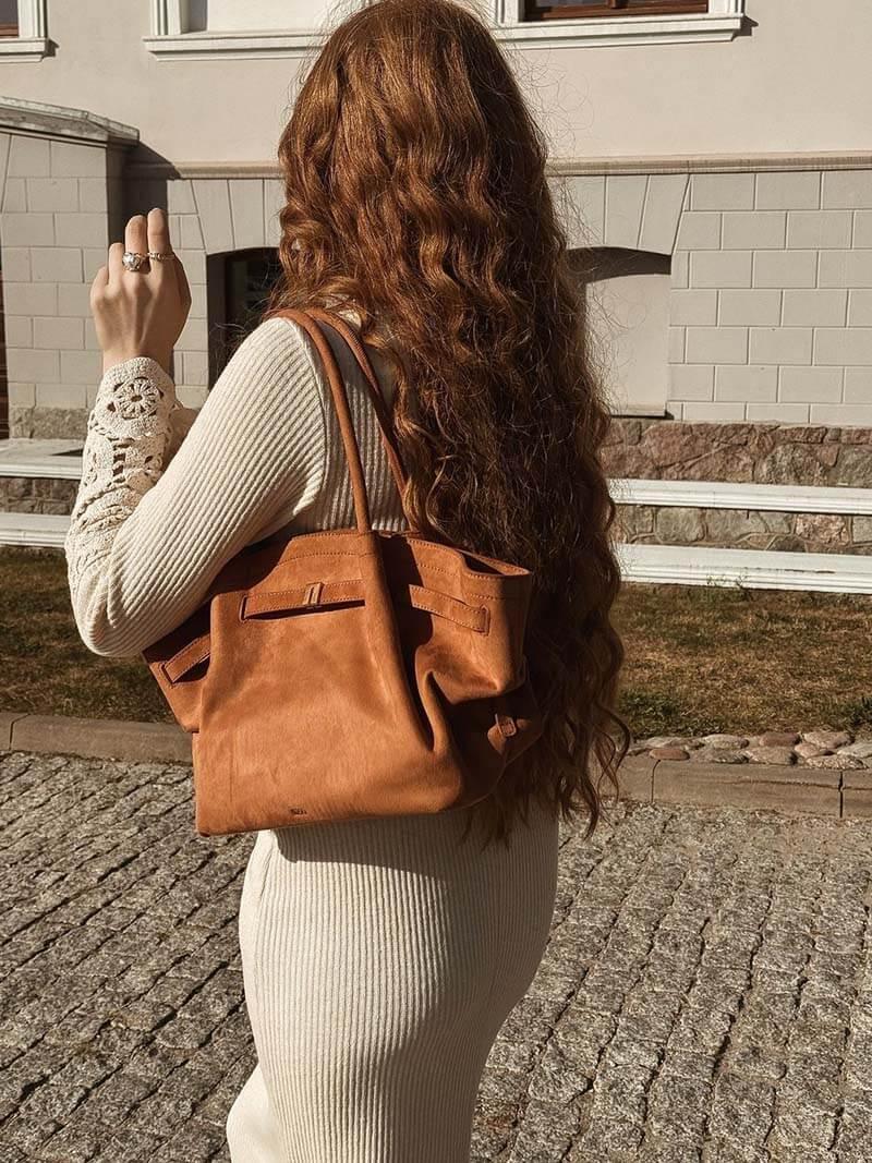 Giulia – Casual elegance – Suede shopper-Apparel & Accessories > Handbags, Wallets & Cases > Handbags > Shopper Bags-Cíelo Fióra Atelier