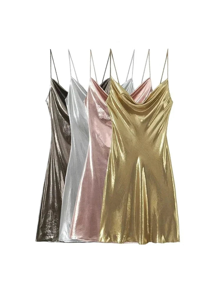 Graziella – Shimmering metallic finish – Evening gown-Apparel & Accessories > Clothing > Dresses > Evening Gowns-Cíelo Fióra Atelier