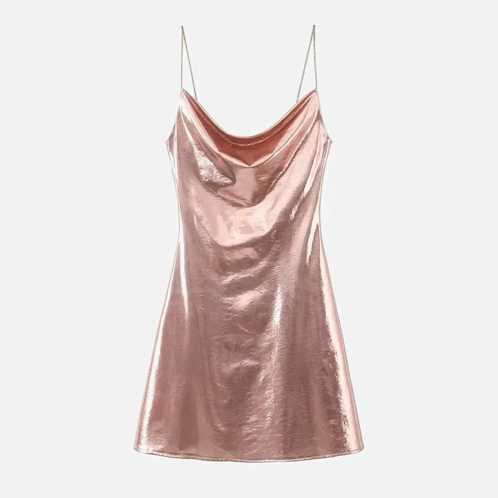 Graziella – Shimmering metallic finish – Evening gown-Apparel & Accessories > Clothing > Dresses > Evening Gowns-Cíelo Fióra Atelier