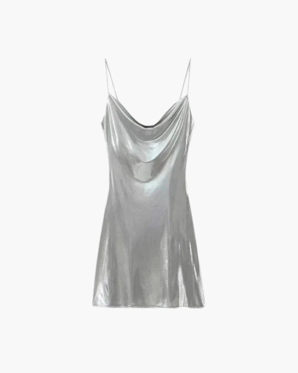 Graziella – Shimmering metallic finish – Evening gown-Apparel & Accessories > Clothing > Dresses > Evening Gowns-Cíelo Fióra Atelier