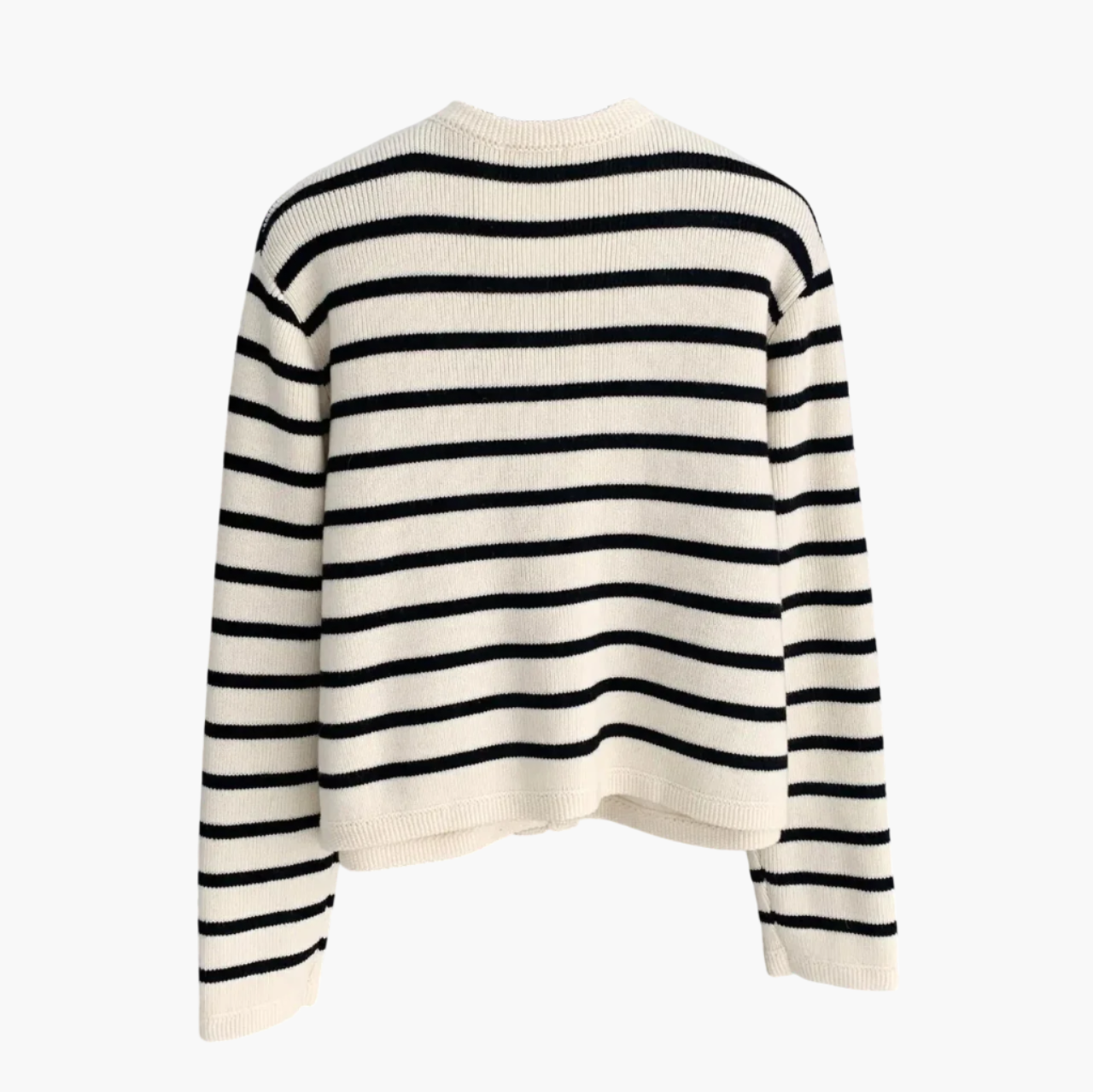 Idalina – Classic striped pattern – Knitted cardigan-Apparel & Accessories > Clothing > Outerwear > Sweaters & Cardigans > Cardigans-Cíelo Fióra Atelier