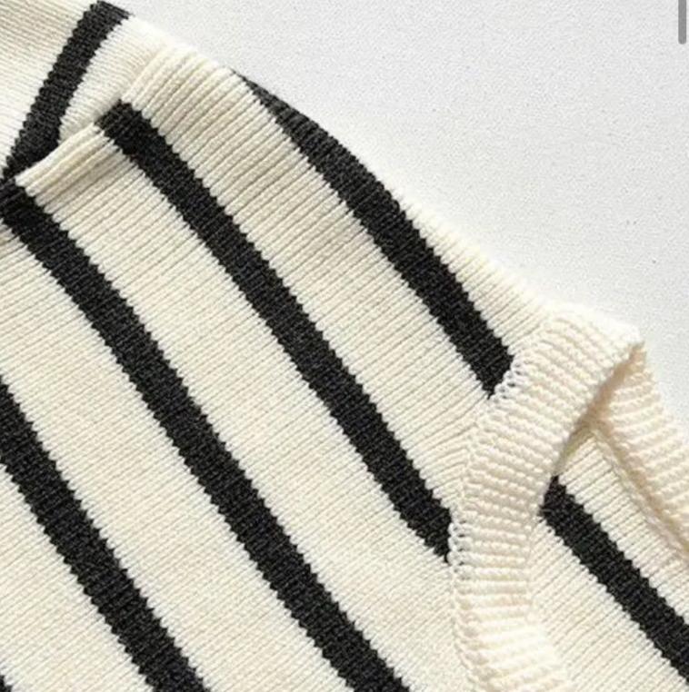 Idalina – Classic striped pattern – Knitted cardigan-Apparel & Accessories > Clothing > Outerwear > Sweaters & Cardigans > Cardigans-Cíelo Fióra Atelier