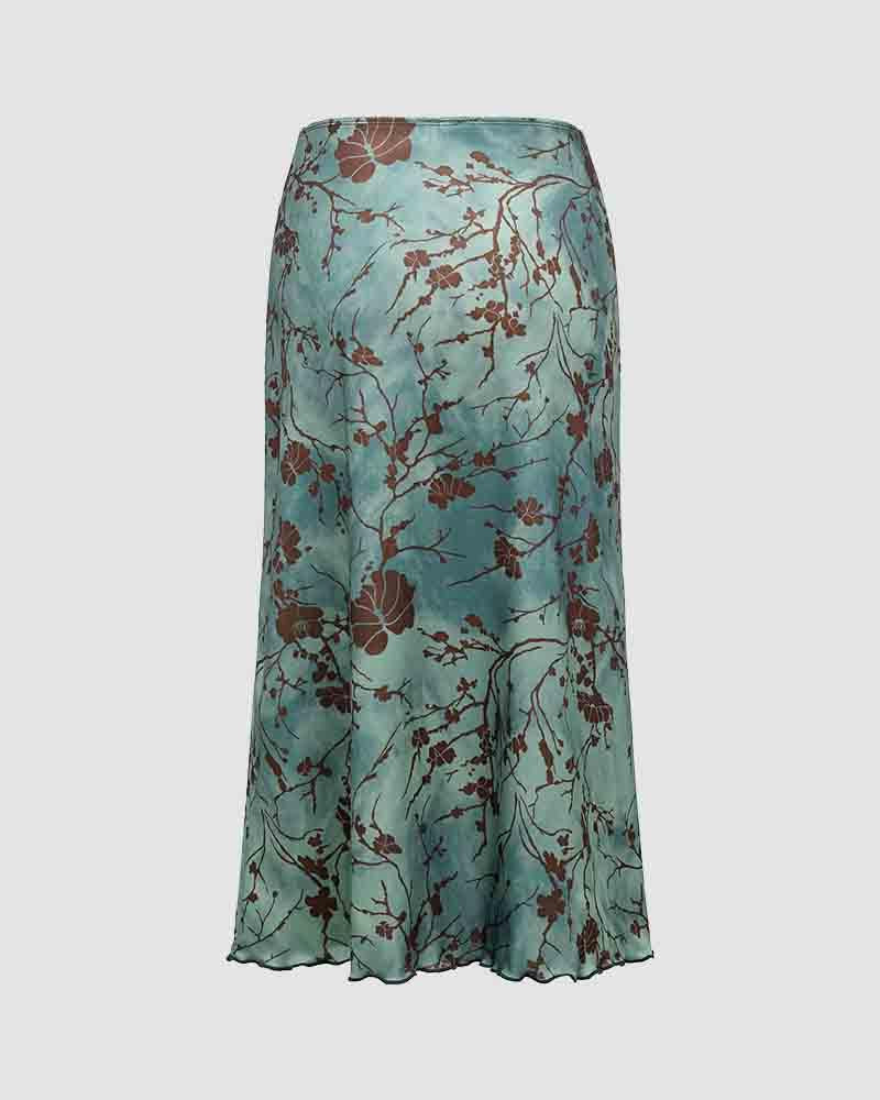 Illyria – Flowing silhouette – Floral maxi skirt-Apparel & Accessories > Clothing > Skirts > Maxi Skirts-Cíelo Fióra Atelier