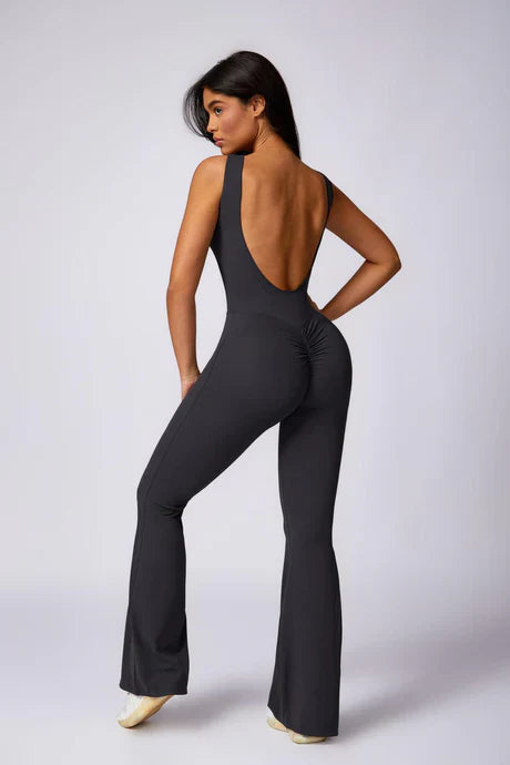 Kaimana – Open-back design – Workout jumpsuit-Apparel & Accessories > Clothing > One-Pieces & Rompers > Training Jumpsuits-Cíelo Fióra Atelier