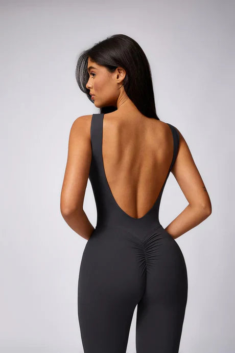 Kaimana – Open-back design – Workout jumpsuit-Apparel & Accessories > Clothing > One-Pieces & Rompers > Training Jumpsuits-Cíelo Fióra Atelier