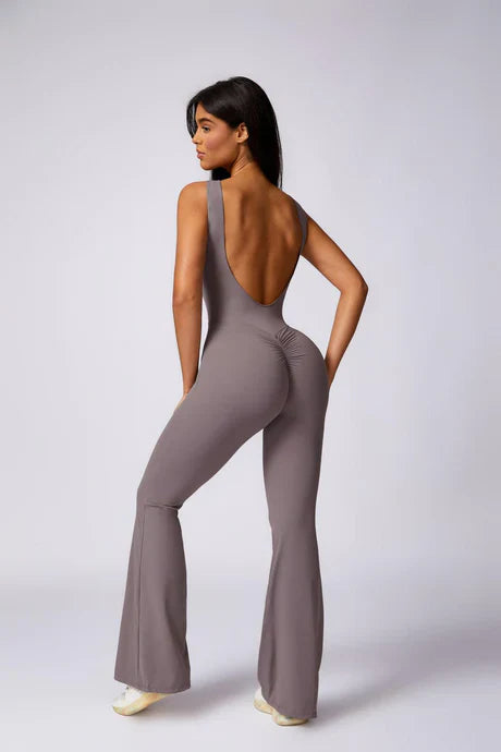 Kalani – Open-back design – Sculpting gymwear jumpsuit-Apparel & Accessories > Clothing > One-Pieces & Rompers > Workout Jumpsuits-Cíelo Fióra Atelier