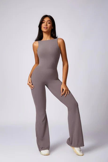 Kalani – Open-back design – Sculpting gymwear jumpsuit-Apparel & Accessories > Clothing > One-Pieces & Rompers > Workout Jumpsuits-Cíelo Fióra Atelier