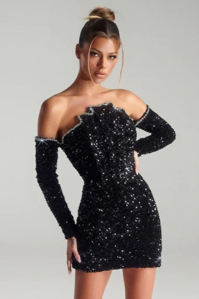 Lavinia – Off-the-shoulder sheath - Embellished dress-Apparel & Accessories > Clothing > Dresses > Party Dresses-Cíelo Fióra Atelier