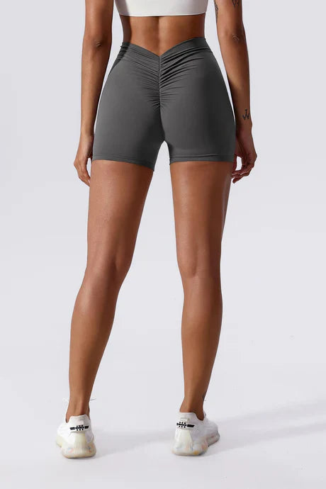 Leira – V-shaped waistband – Activewear shorts-Apparel & Accessories > Clothing > Pants > Sculpting Gym Shorts-Cíelo Fióra Atelier