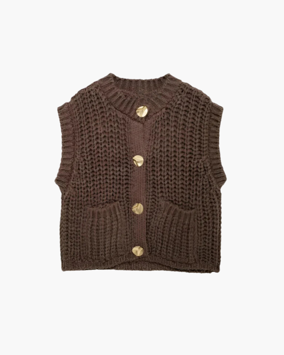 Leonelle – Button detailing – Sweater vest-Apparel & Accessories > Clothing > Outerwear > Sweaters & Cardigans > Sweater Vests-Cíelo Fióra Atelier