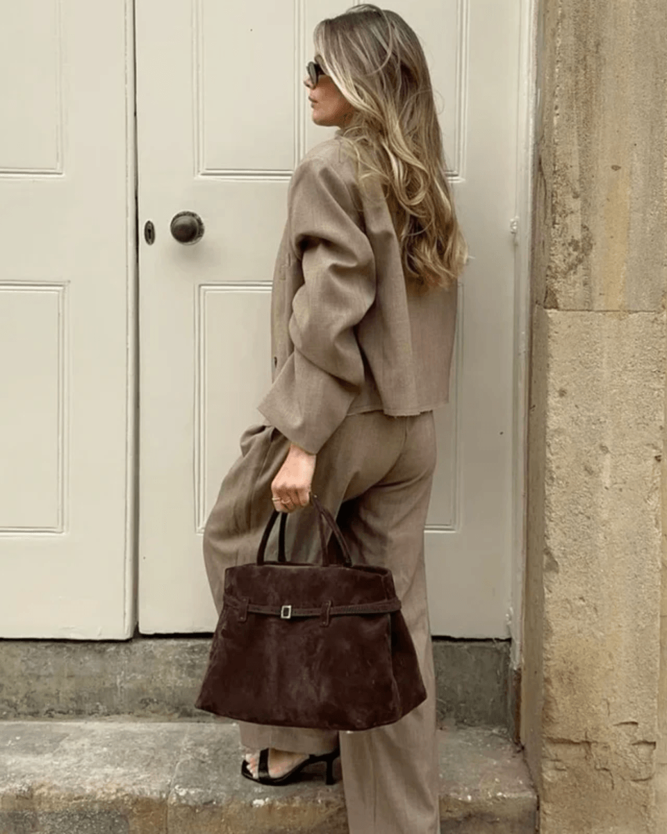 Lisa – Elegant versatile design – Suede bag-Apparel & Accessories > Handbags, Wallets & Cases > Handbags > Tote Bags-Cíelo Fióra Atelier