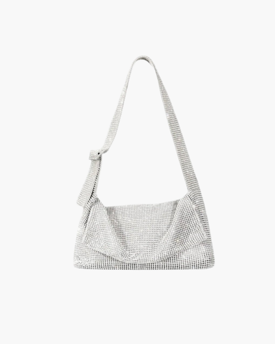 Livia – Fold-over flap – Crystal shoulder bag-Apparel & Accessories > Handbags > Evening Bags > Crystal Bags-Cíelo Fióra Atelier