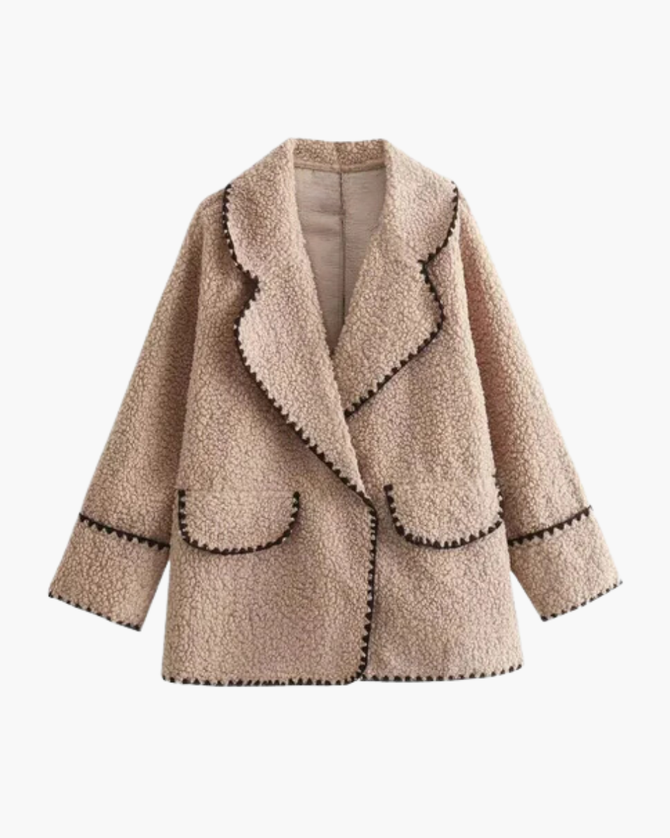 Lorène – Plush lamb wool texture – Quilted jacket-Apparel & Accessories > Clothing > Outerwear > Jackets > Quilted Jackets-Cíelo Fióra Atelier