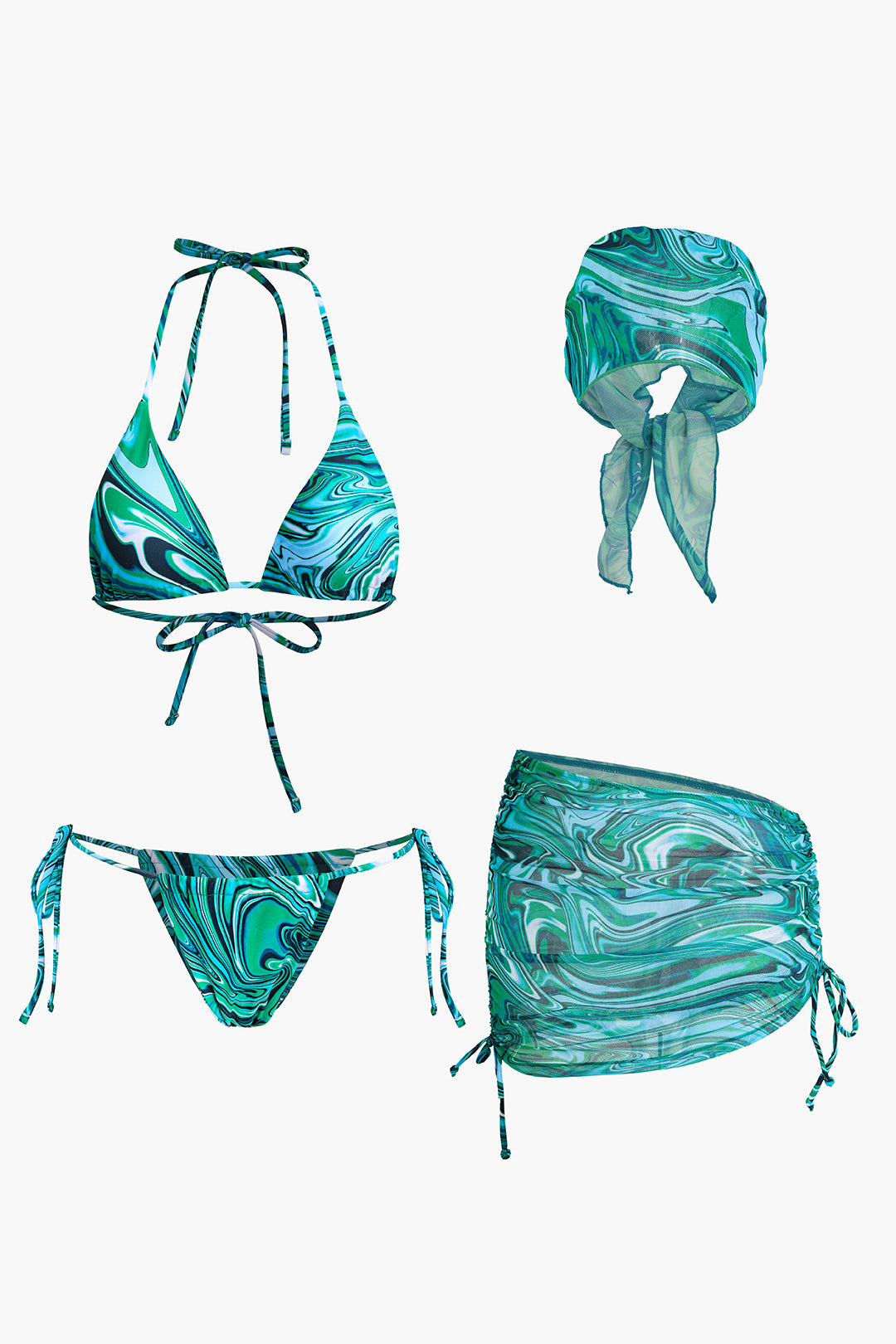 Loreva – Versatile styling – Four-piece bikini set-Apparel & Accessories > Clothing > Swimwear > Multi-Piece Swim Sets-Cíelo Fióra Atelier