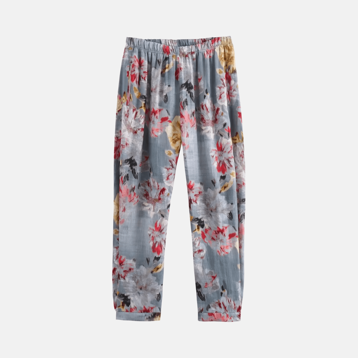 Lorisa – Impressionist print – Floral trousers-Apparel & Accessories > Clothing > Pants > Patterned Pants-Cíelo Fióra Atelier