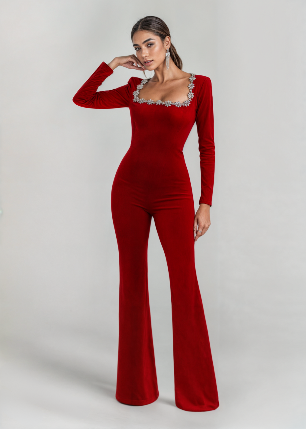 Louvetta – Bold neckline – Square-neck jumpsuit-Apparel & Accessories > Clothing > Jumpsuits & Rompers > Jumpsuits-Cíelo Fióra Atelier