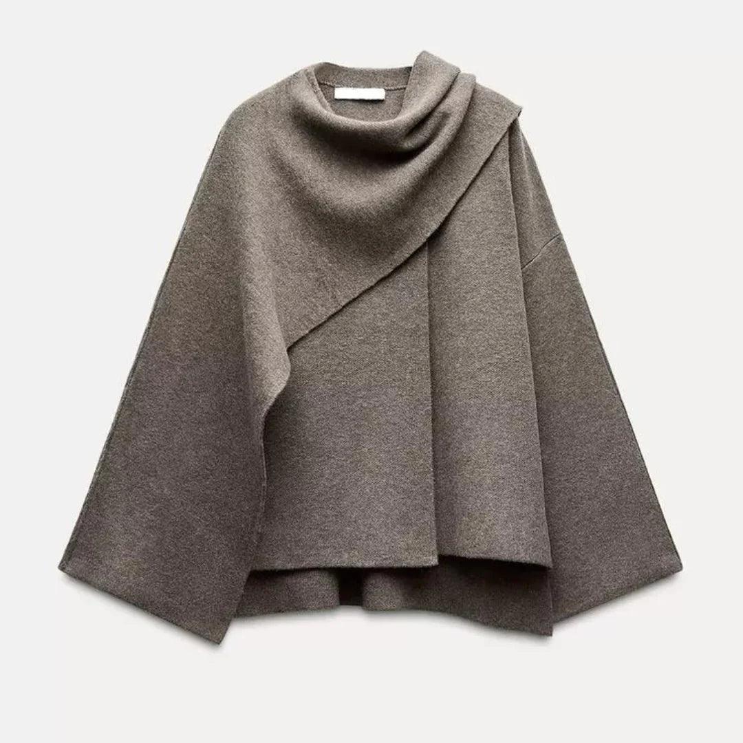 Ludovica – Integrated scarf – Overcoat jacket-Apparel & Accessories > Clothing > Outerwear > Coats & Jackets > Overcoats-Cíelo Fióra Atelier