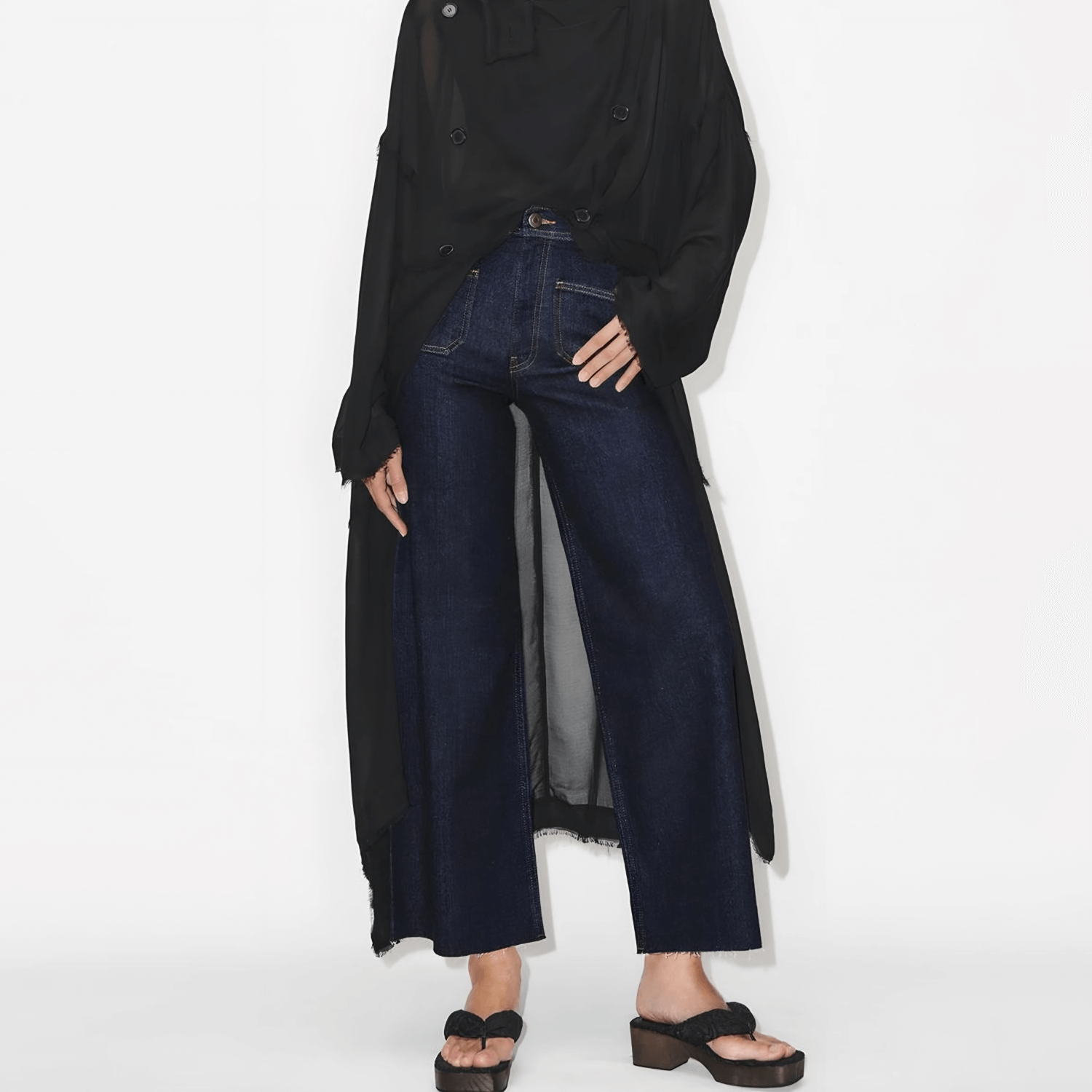 Lureva – Applied front pockets – Denim trousers