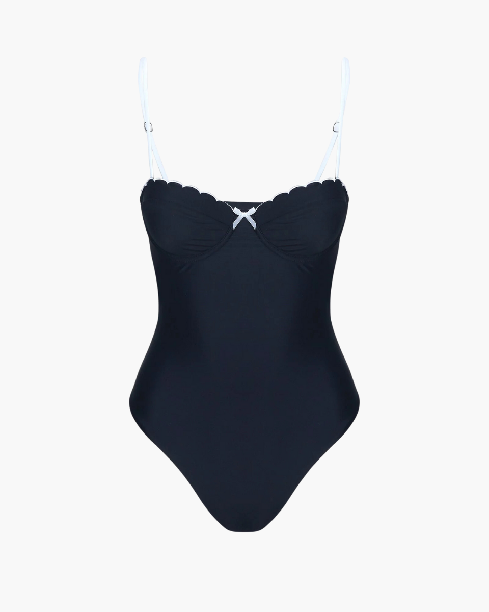 Marina – Corset-style design – Scallop-edged one-piece swimsuit-Apparel & Accessories > Clothing > Swimwear > One-Piece Swimsuits-Cíelo Fióra Atelier