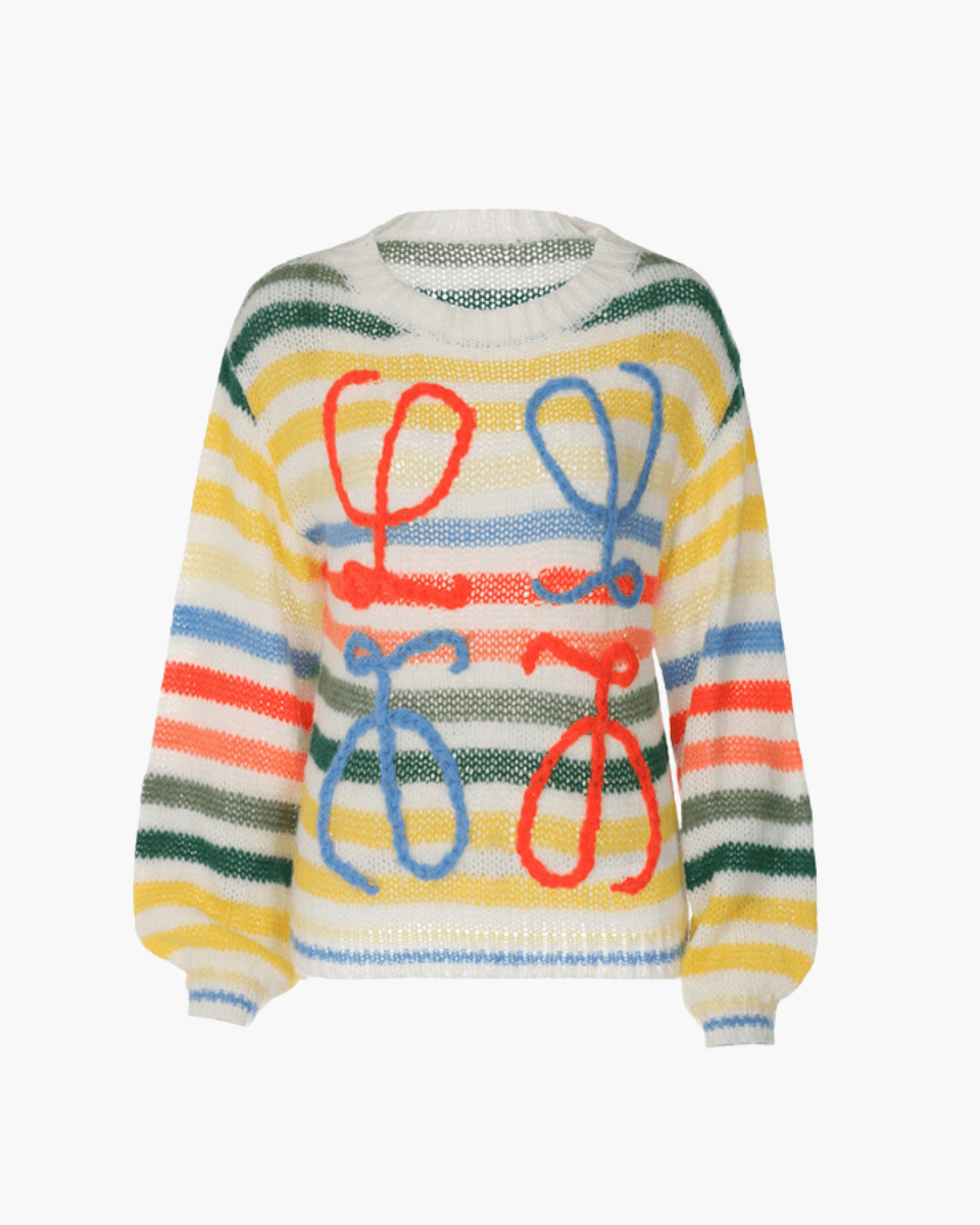 Milena – Rainbow stripes – Oversized sweater-Apparel & Accessories > Clothing > Sweaters > Pullover Sweaters-Cíelo Fióra Atelier