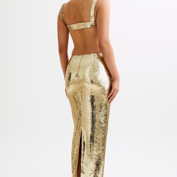 Mirabelle – Side cutouts – Elegant sequin maxi dress-Apparel & Accessories > Clothing > Dresses > Maxi Dresses-Cíelo Fióra Atelier