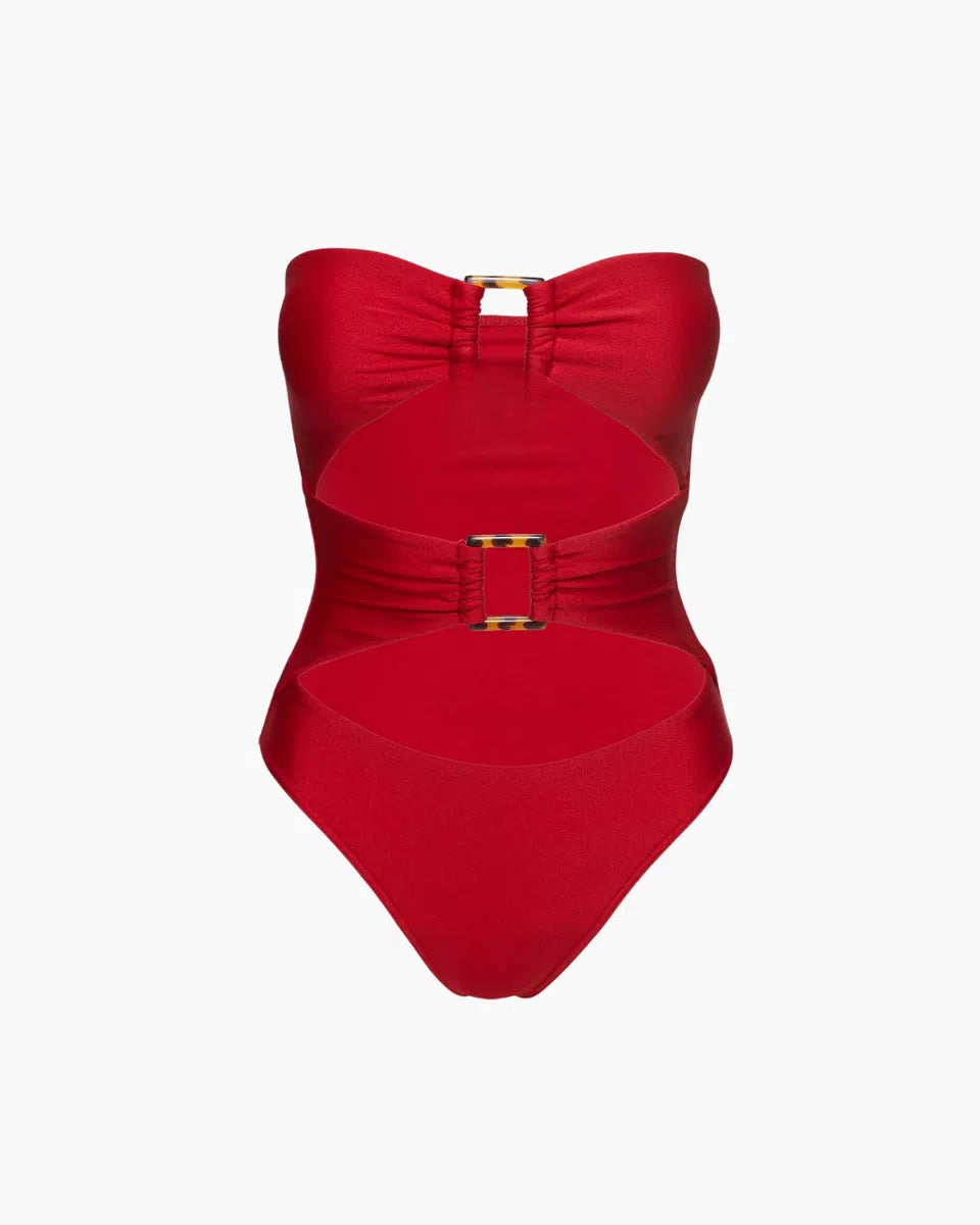 Naiara – Strapless design – Cut-out one-piece swimsuit-Apparel & Accessories > Clothing > Swimwear > One-Piece Swimsuits-Cíelo Fióra Atelier