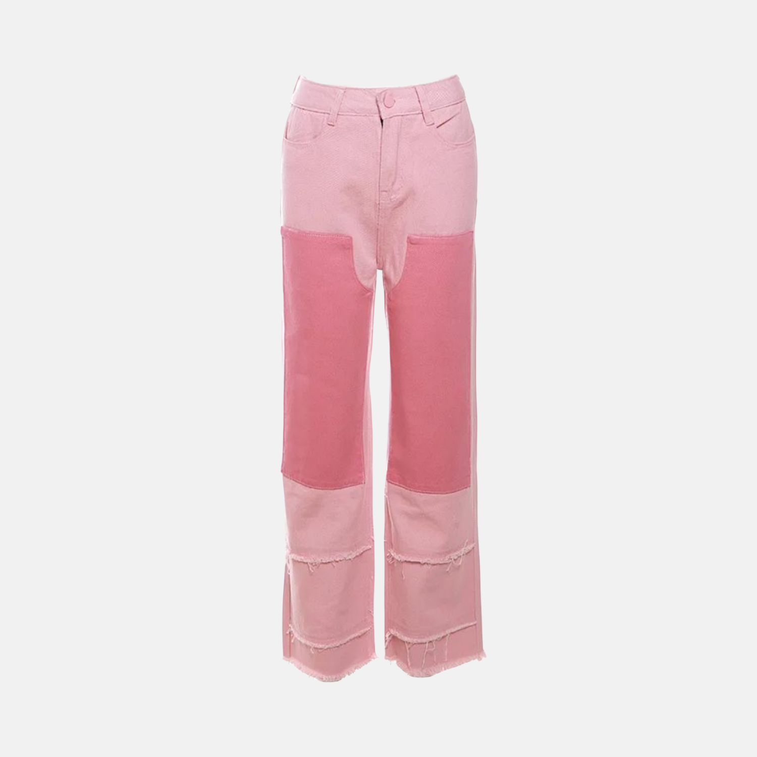 Nalise – Frayed hems – Pink panel pants-Apparel & Accessories > Clothing > Pants > Straight-Leg Pants-Cíelo Fióra Atelier