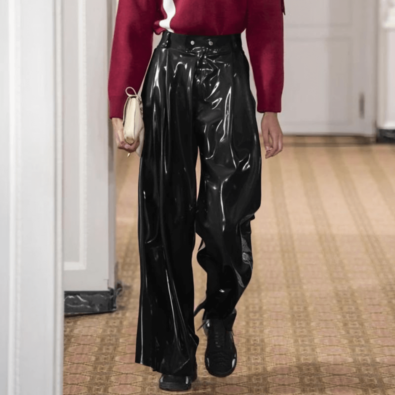 Neuralia – High-gloss finish – Vinyl pants-Apparel & Accessories > Clothing > Pants > Statement Pants-Cíelo Fióra Atelier