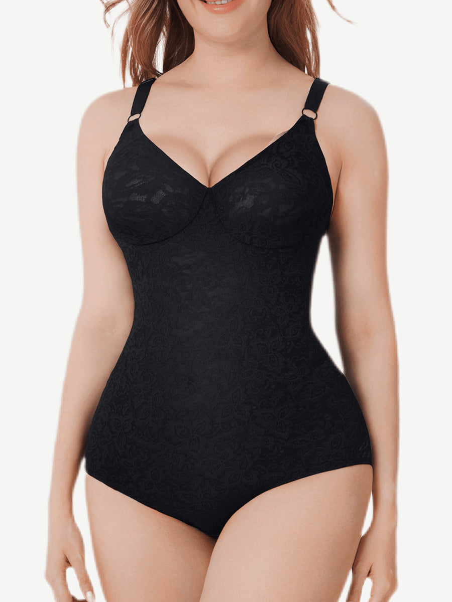 Ninon – Adjustable straps – Lace belly shaping body-Apparel & Accessories > Clothing > Underwear & Shapewear > Shapewear > Lace Bodysuits-Cíelo Fióra Atelier