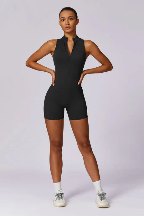 Noelia – High-neck zip – Sculpting fitness jumpsuit-Apparel & Accessories > Clothing > One-Pieces & Rompers > Sculpting Jumpsuits-Cíelo Fióra Atelier