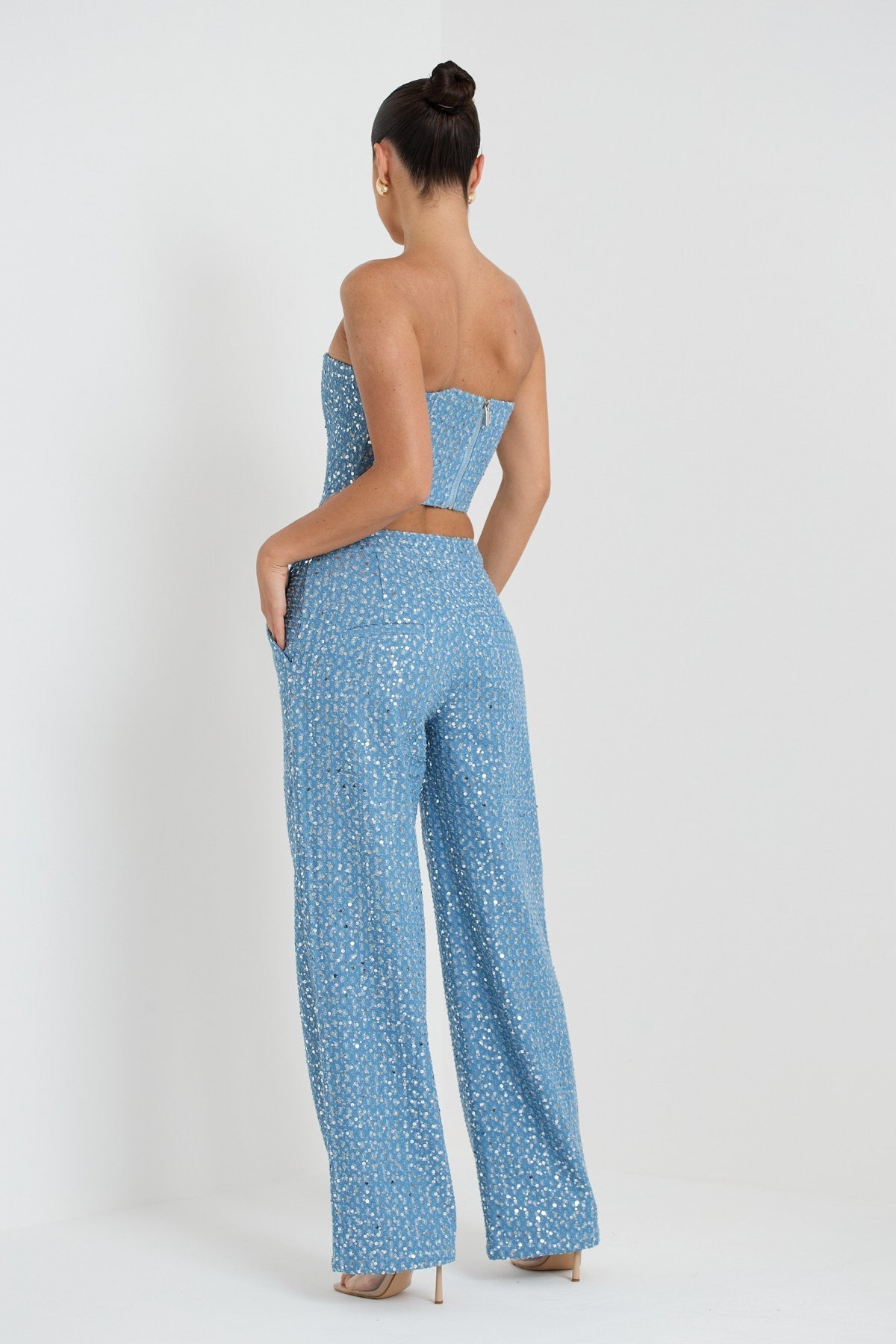 Noémie – Sequin finish – Denim set-Apparel & Accessories > Clothing > Outfits & Sets > Denim Two-Piece Sets-Cíelo Fióra Atelier