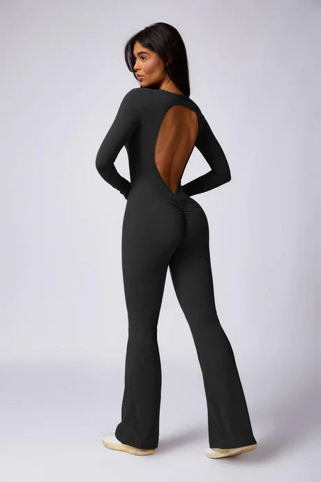 Novalie – Round neckline – High-impact jumpsuit-Apparel & Accessories > Clothing > One-Pieces & Rompers > Sculpting Gym Jumpsuits-Cíelo Fióra Atelier