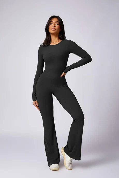 Novalie – Round neckline – High-impact jumpsuit-Apparel & Accessories > Clothing > One-Pieces & Rompers > Sculpting Gym Jumpsuits-Cíelo Fióra Atelier