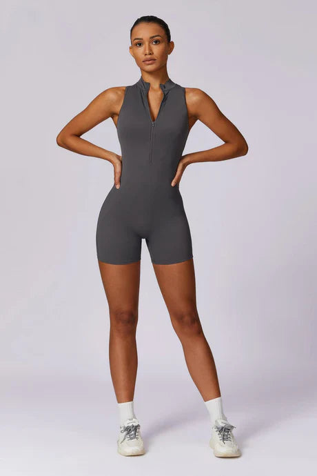 Nyx – High-neck zip – Dynamic gym romper-Apparel & Accessories > Clothing > One-Pieces & Rompers > Active Rompers-Cíelo Fióra Atelier