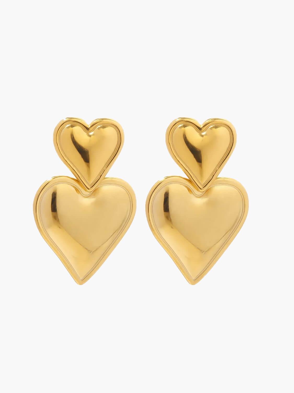 Passione – Double-heart design – Earrings-Apparel & Accessories > Jewelry > Earrings > Heart Earrings-Cíelo Fióra Atelier