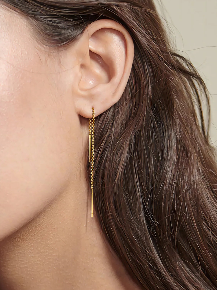 Persis – Modern design – Thread-through hoops-Apparel & Accessories > Jewelry > Earrings > Threader Earrings-Cíelo Fióra Atelier