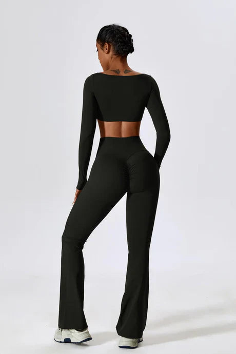 Priya – High-waisted fit – Flared leggings-Apparel & Accessories > Clothing > Pants > Yoga Leggings-Cíelo Fióra Atelier