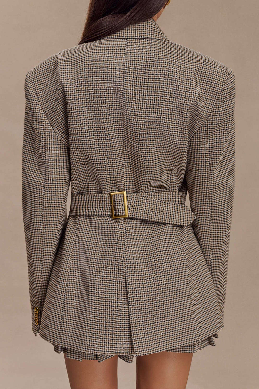 Renée – Plaid belted design – Blazer-Apparel & Accessories > Clothing > Outerwear > Blazers > Women’s Plaid Blazers-Cíelo Fióra Atelier