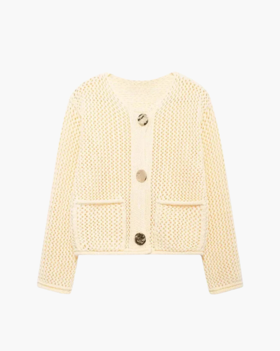 Rosamée – Soft cotton blend – Knitted cardigan-Apparel & Accessories > Clothing > Outerwear > Sweaters & Cardigans > Cardigans-Cíelo Fióra Atelier