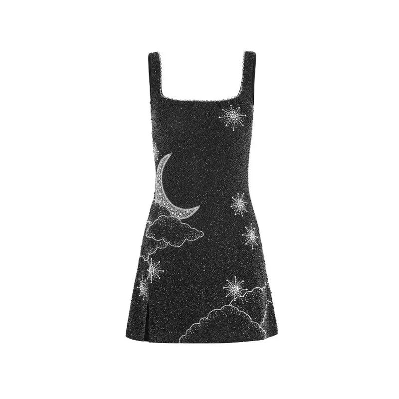 Torri – Celestial sequin motif – Strappy mini dress