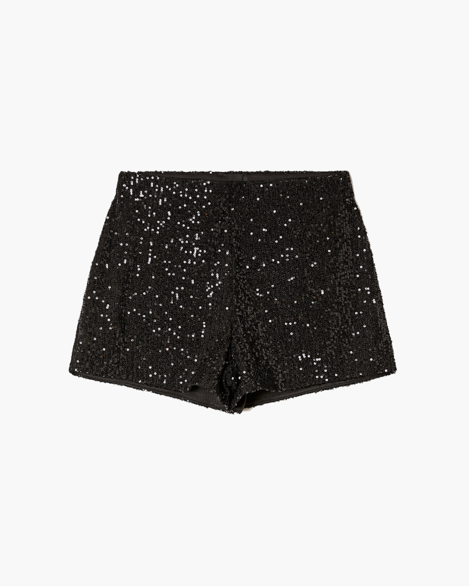 Selora – Sequin details – Velvet party shorts-Apparel & Accessories > Clothing > Shorts > High-Waisted Shorts-Cíelo Fióra Atelier