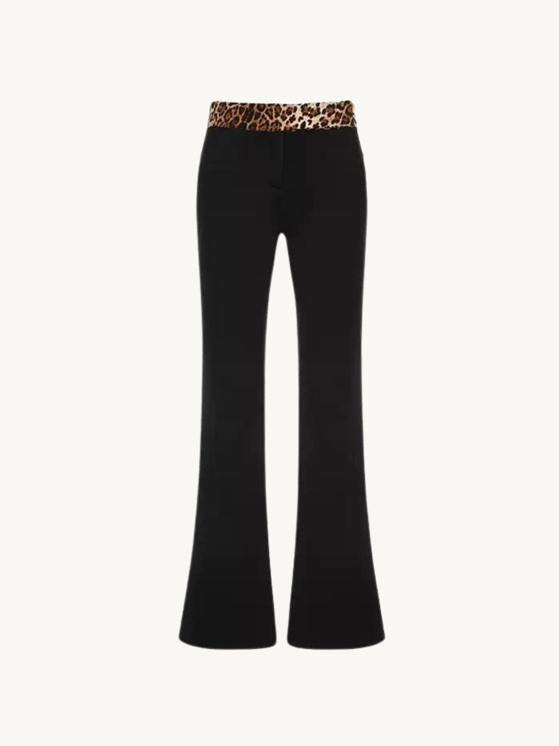 Selvaggia – Leopard-print waistband – Flare pants-Apparel & Accessories > Clothing > Pants > Flared Pants-Cíelo Fióra Atelier