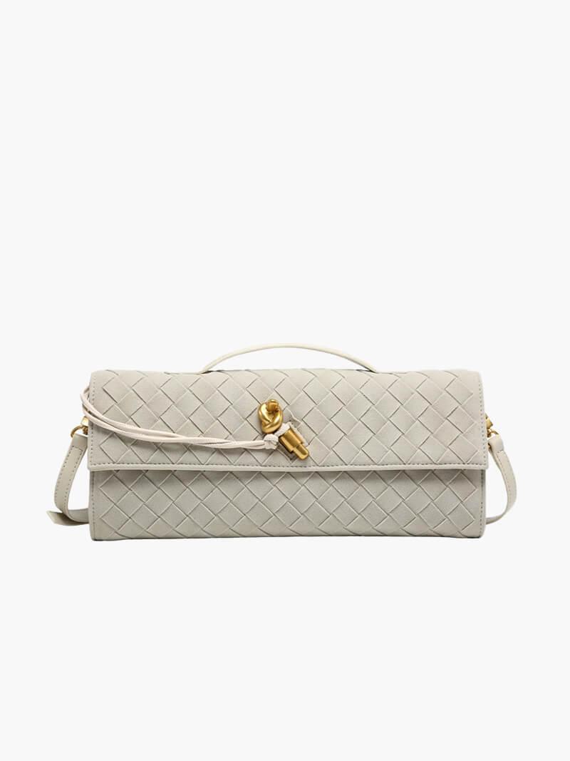 Serena – Braided design with gold bow – Clutch-Apparel & Accessories > Handbags, Wallets & Cases > Clutches > Day Clutches-Cíelo Fióra Atelier